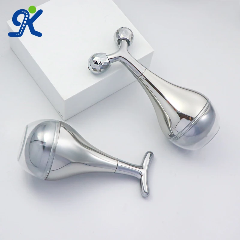 2024 Beauty Facial Ice Roller Cooling Massage Ball Facials Ice Y shaped 3d Facial Massage Roller Beauty Metal Cyro Ice Globes