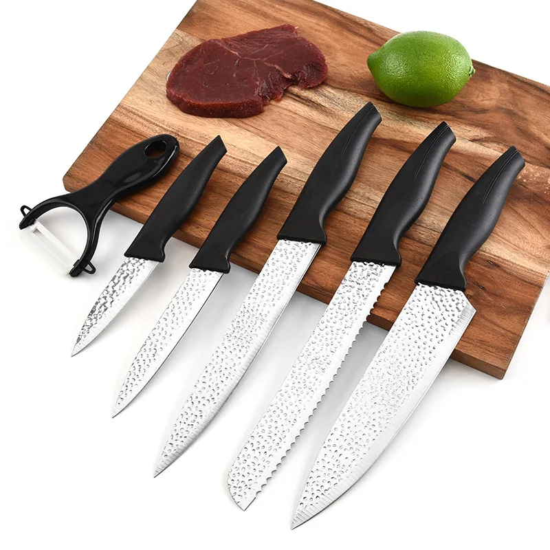 Hot Sale 6 PCS Non Sticky Cheap Stainless Steel Utility Kitchen Knife Set With Gift Box