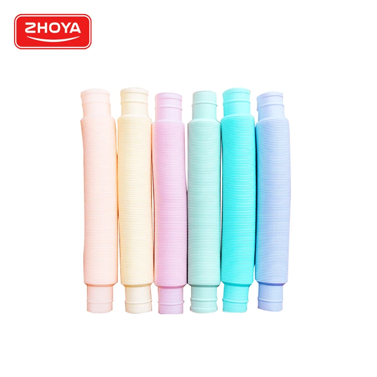 Amazon Hot Sale Funny Colorful Plastic Pop Fidget Tube Toys Sensory Pipe Pop Tubes Fidget Tube Telescopic Toys