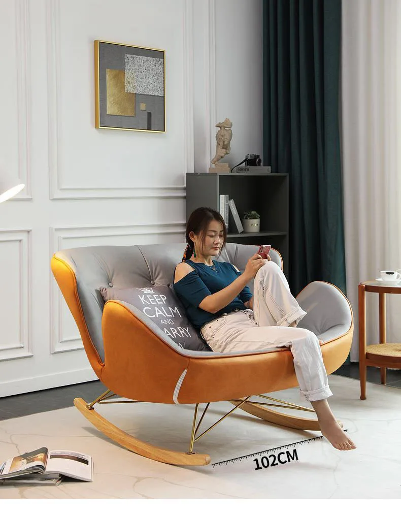 Nordic two person rocking chair lazy sofa living room balcony garden rocking chair office lunch lounge chair