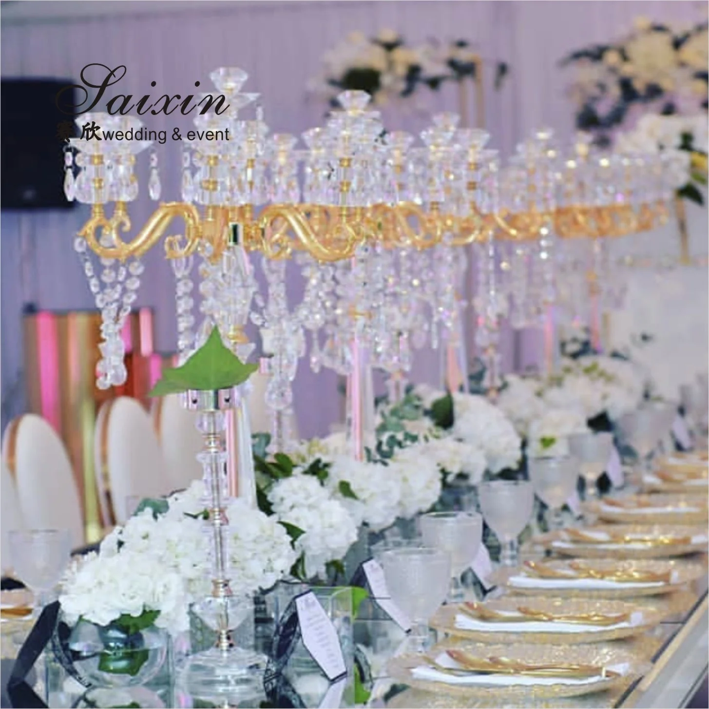 Gorgeous wedding decoration crystal candelabra indian mandap