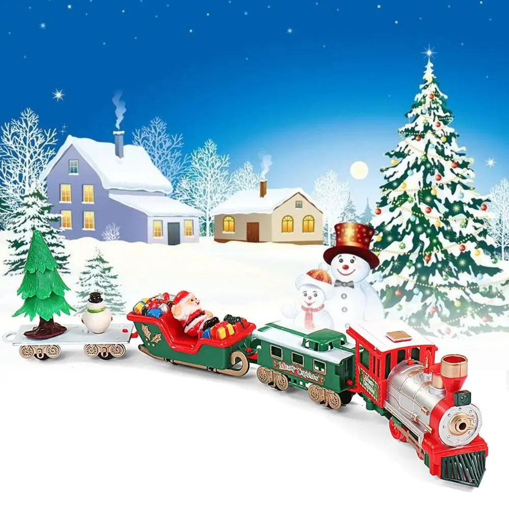 22 шт. Рождество классический поезд, комплект для маленького мальчика, спортивные игрушечного электрического легкая музыка рождество электронный игрушечный поезд