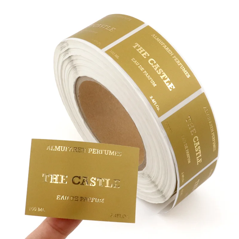 Luxury Custom Adhesive Label Roll Logo Printed Gold Foil Stamping Perfume Bottle Labels