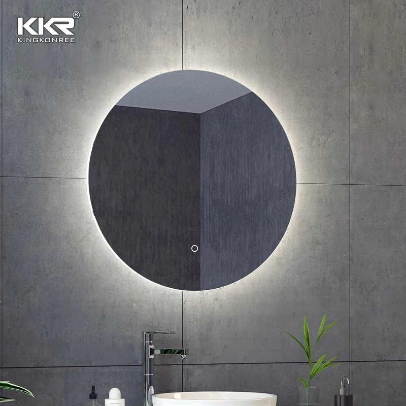 Полумесяц матовая Форма круглое светодиодное зеркало Парикмахерское дизайн для станций