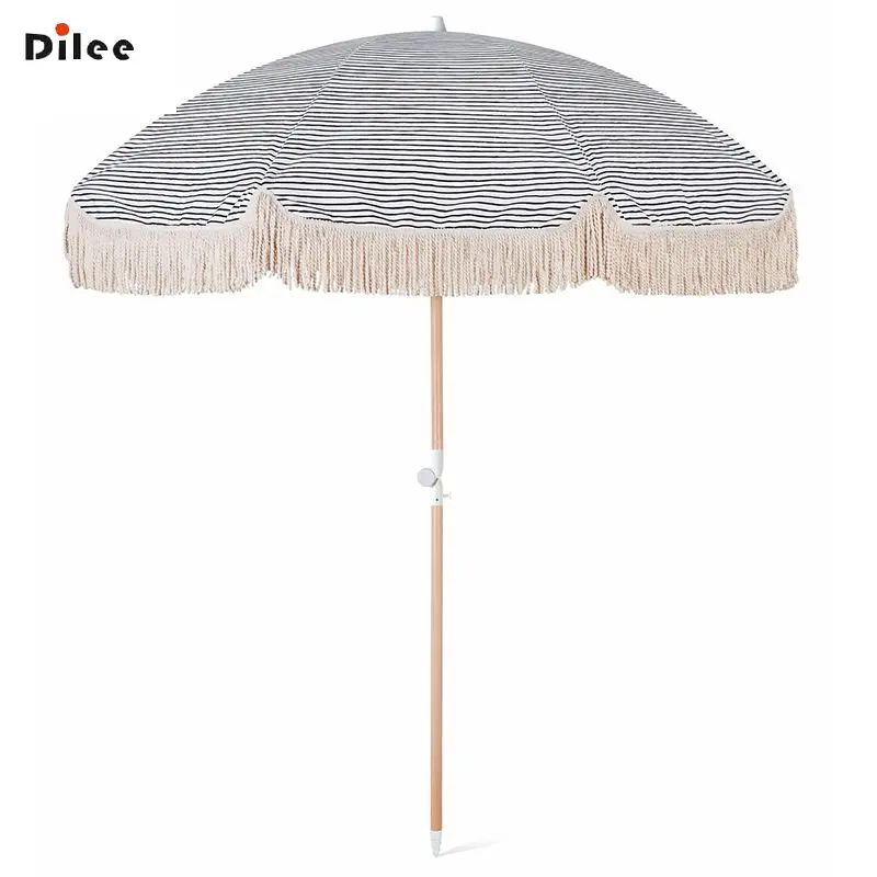 Wholesale  custom outdoor parasol met vintage sun umbrella garden beach umbrella with tassels