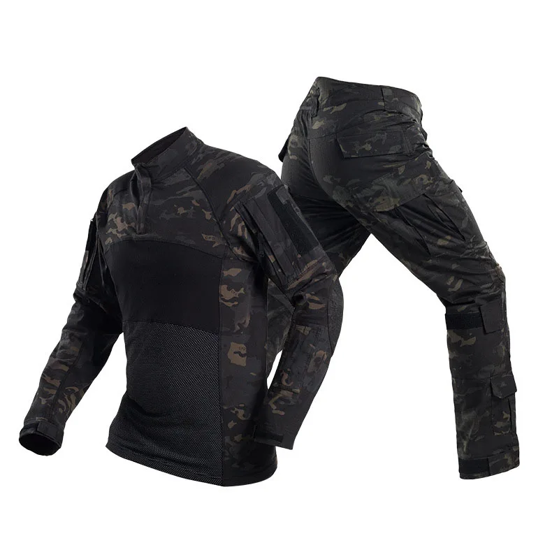 new style Long Sleeve Black Python Frog Army Military Uniform Camo Frog Suits Black