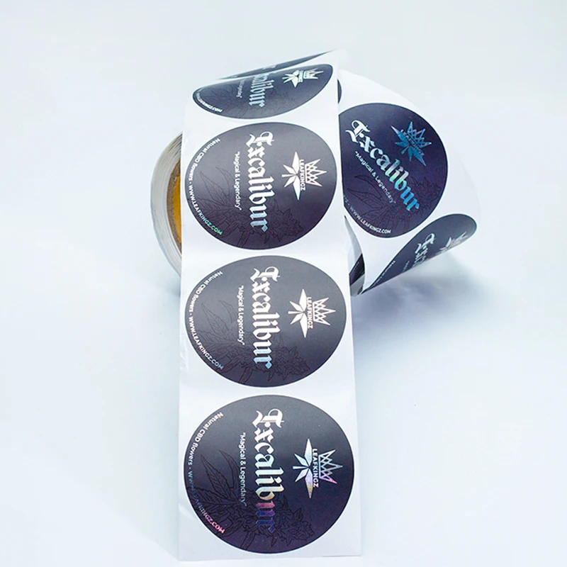 Custom Logo Label Sticker Printing,Circle Round Roll Plastic Paper Waterproof Synthetic Cosmetics Packaging Bottle Label