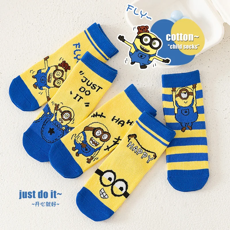 HY-4572 New wholesale Yellow People Socks boy Girl cartoon Bear baby kids children breathable knitted sport unisex sock