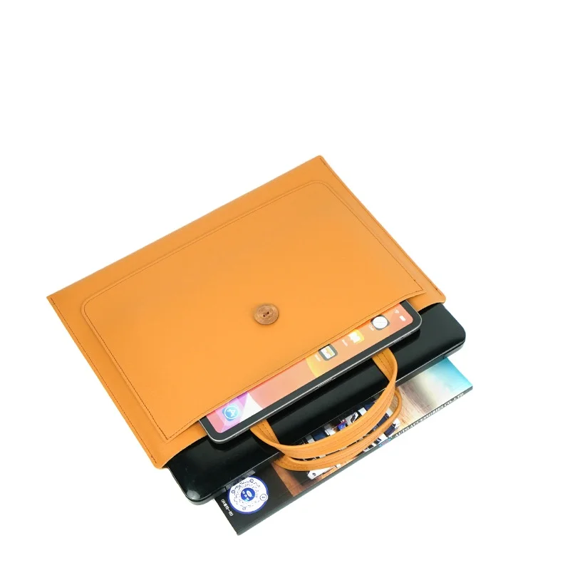 Wholesale Ultra-Light Portable PU Leather Laptop Bag Waterproof Breathable Flat Design Unisex Business Style Felt Travel PC