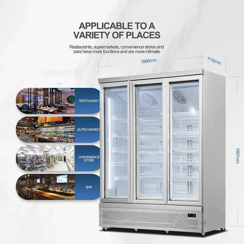 Energy Drink Beverage Beer Refrigerator Display Fridge Cooler Cabinet Commercial Glass Display Showcase