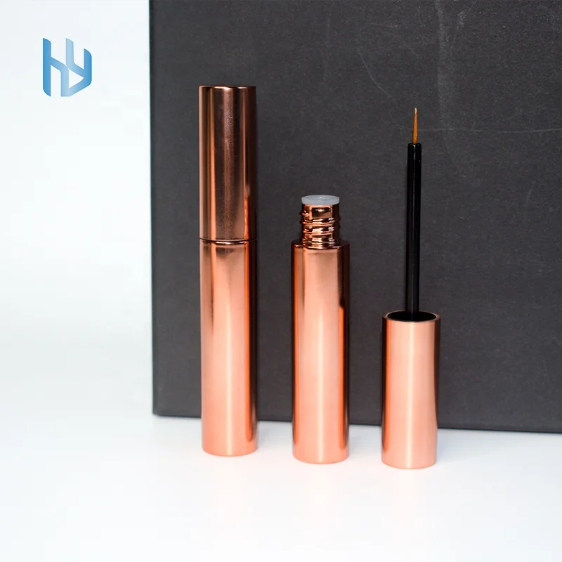 Hot selling OEM high quality round eyeliner glue tube ABS 10ml rose gold Private Label Eyelash Serum tube