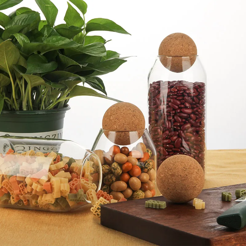 Eco-friendly Airtight High Borosilicate Glass Spice Jar Set With Cork