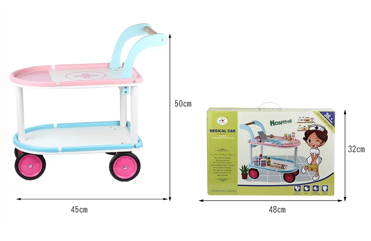 Factory direct sale Pretend play Medical car toys doctor toy sets wooden toy for kids