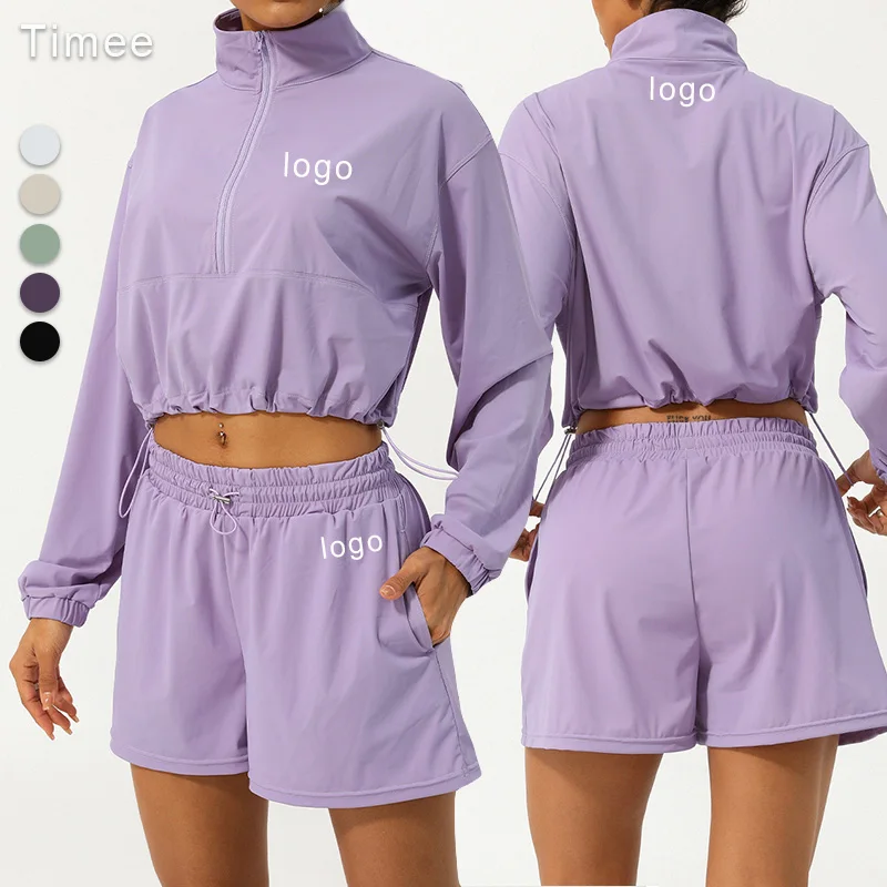 Summer sports women long-sleeved quick-drying and breathable leisure sun-protective clothing two-piece set