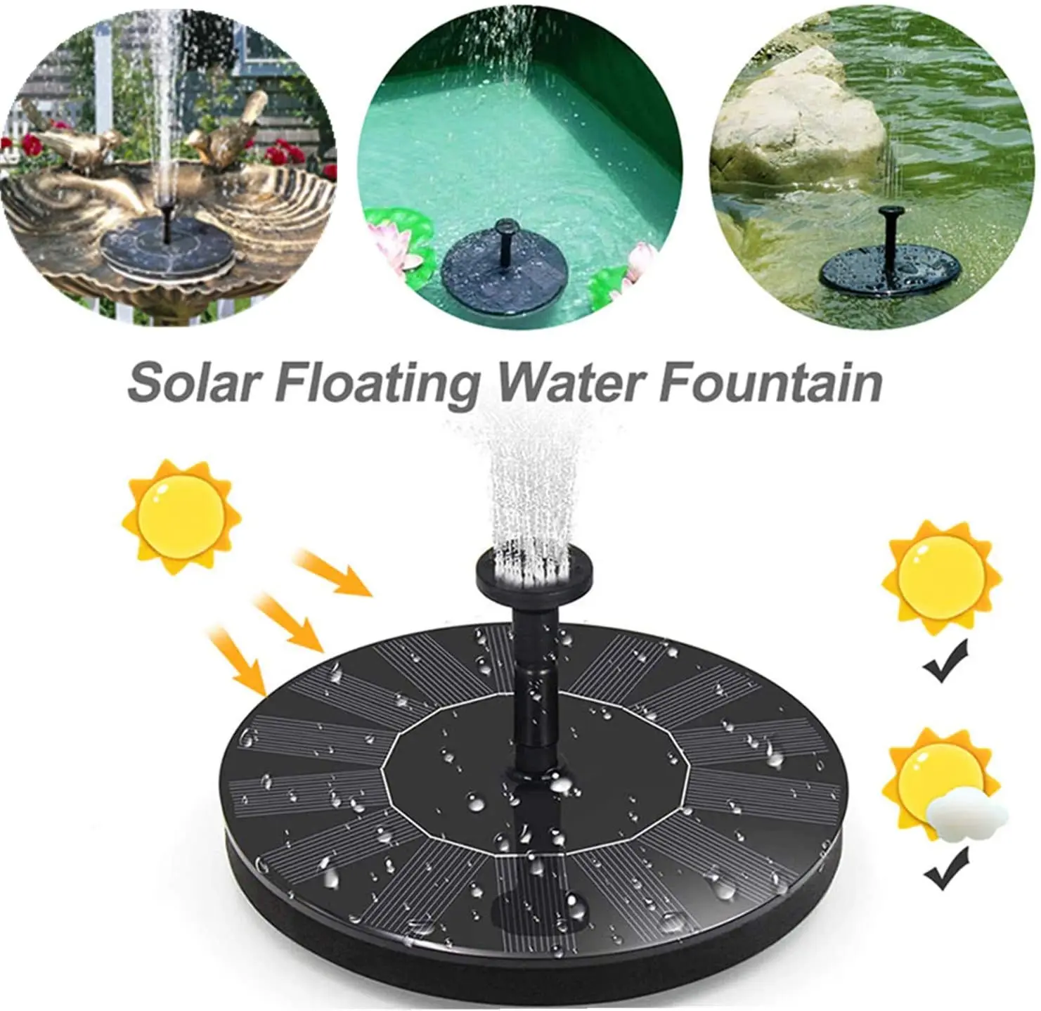 Outdoor Decoration Floating Solar Fountain Mini Solar Panel Powered Water Fountain Pump