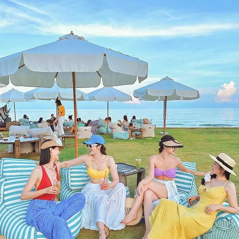 Waterproof Durable Outdoor Bean Bag Lounger Chair Luxury Anti-UV Oxford Fabric Beanbag Sun Lounge For Sandbeach