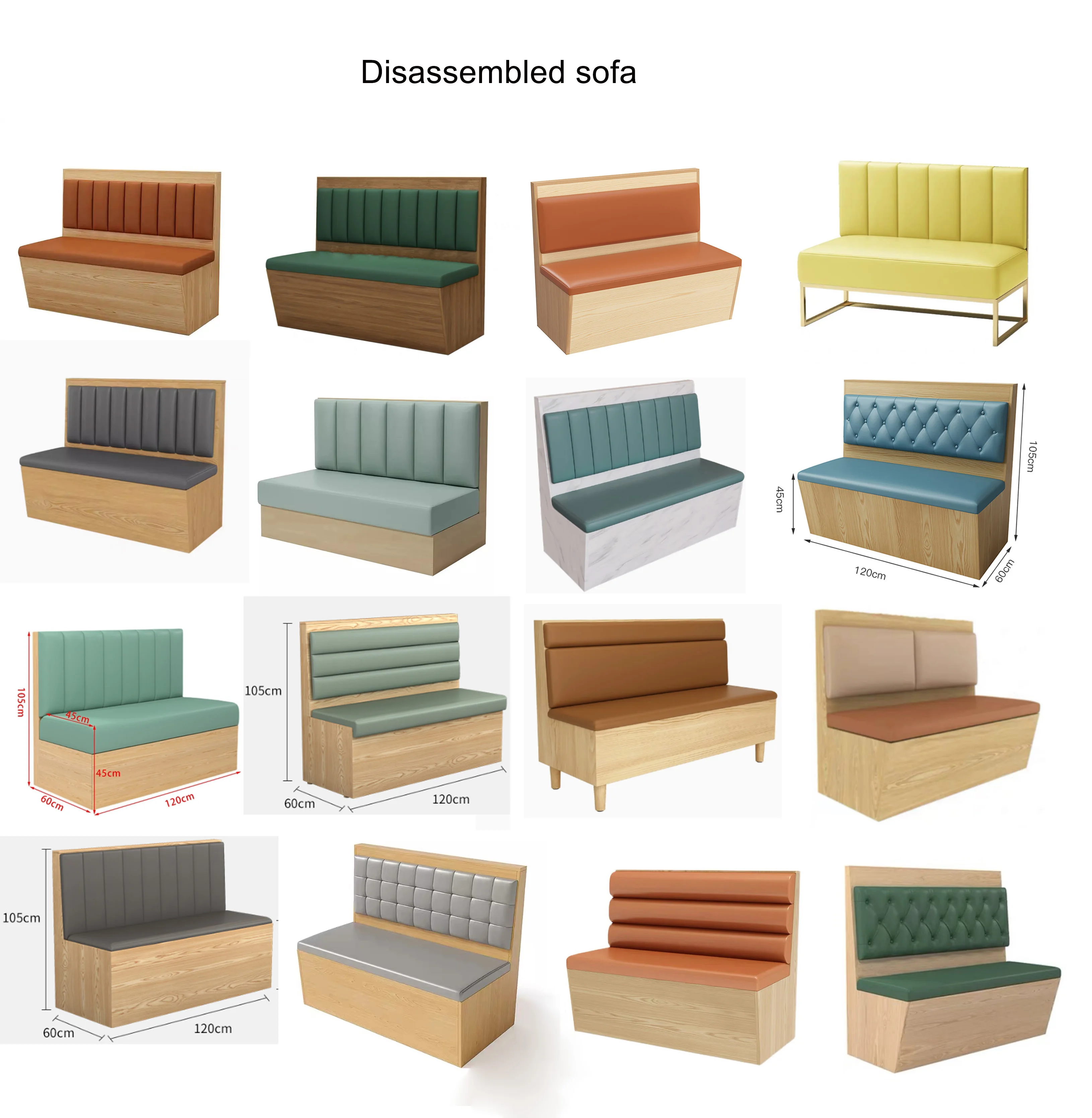 Customized Restaurant Booth Sofa Furniture  Assembleable Upholstery Leather Cafe Banquette Restaurant Booth Seating Chair