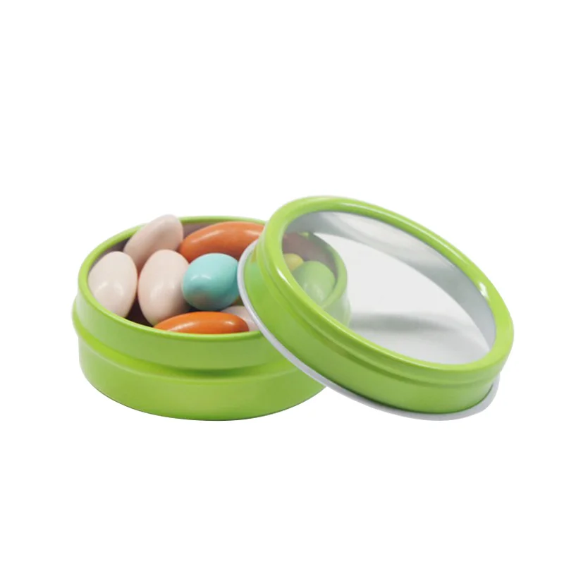 Custom round small metal candy tin boxes packaging biscuit cookie tin container