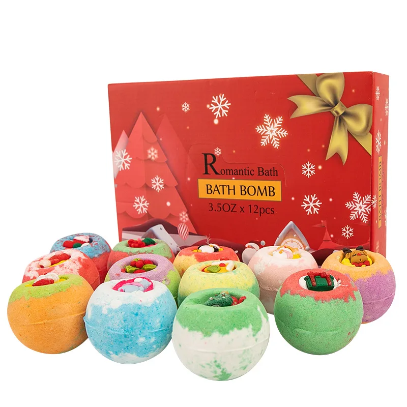 Wholesale OEM Christmas Colorful Fizzy Salt Bath Bombs Gift Set Kinder Bath Bomb Set