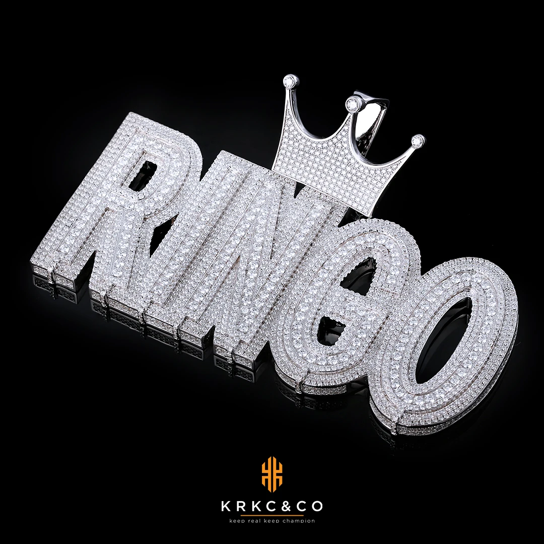 KRKC 18K Gold Microphone Pattern Pendant VVS Moissanite Customized HighQuality Luxury Hip Hop Iced Out Rapper Personal Pendant