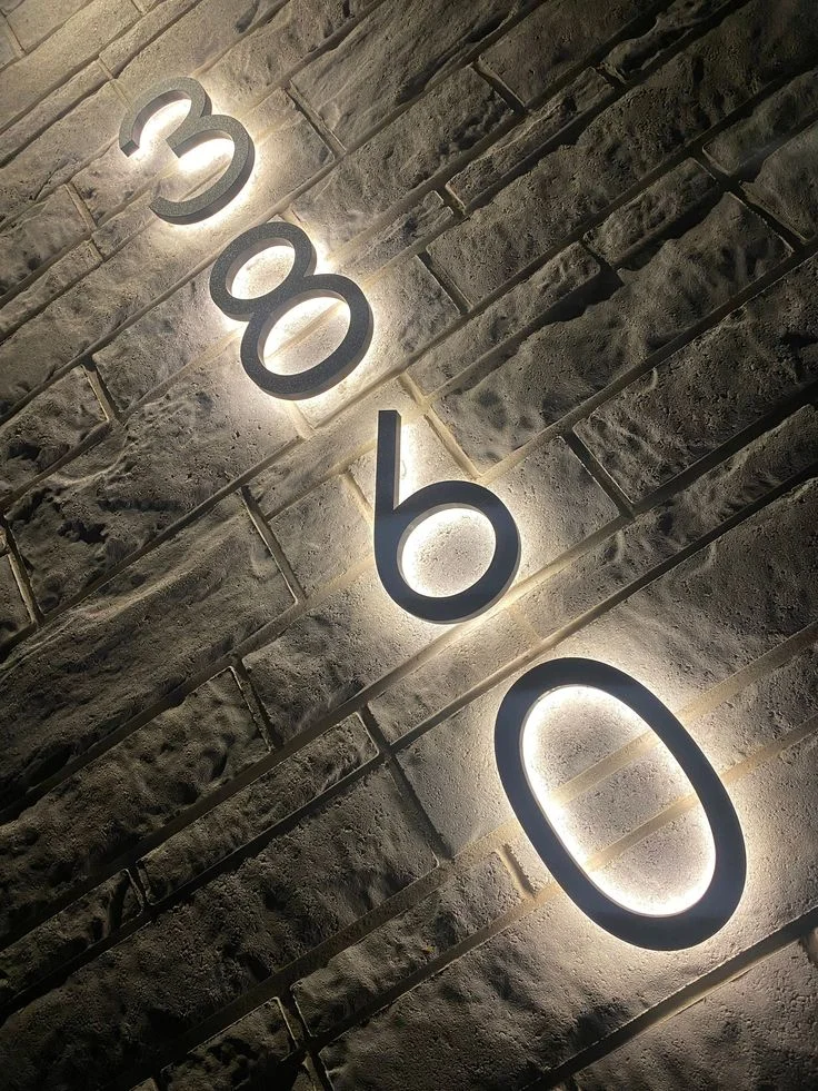 Modern Metal Number numbers Hotel door sign Aluminum Led Office Custom Logo Business light numbers for house
