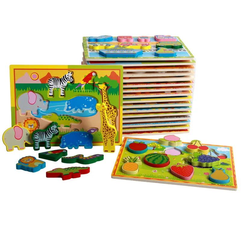 Wholesale Kid Early Educational Toys Animal Wooden Puzzle Toy Educational Wooden Puzzles for Kids