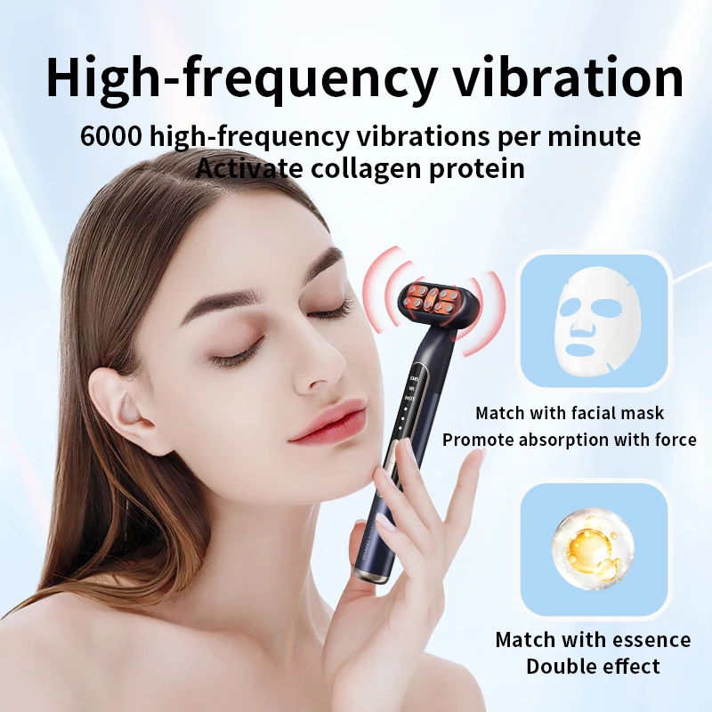 EMS Micro-Current 180 Rotation 9 LED Color Electric Eye Massage Wand Reduce Fine Lines Improve Dark Circles Charging Base