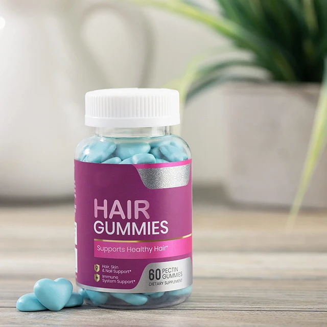 Sugar Free Adults Hair Gummy Vitamins with Biotin Vitamin D Folic Acid for Hair Growth