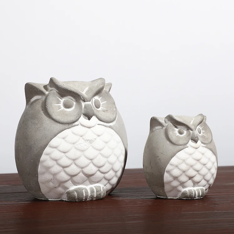 Недорогой ручной изогнутый подарок, украшения для дома, цементные садовые украшения в форме совы для отелей
