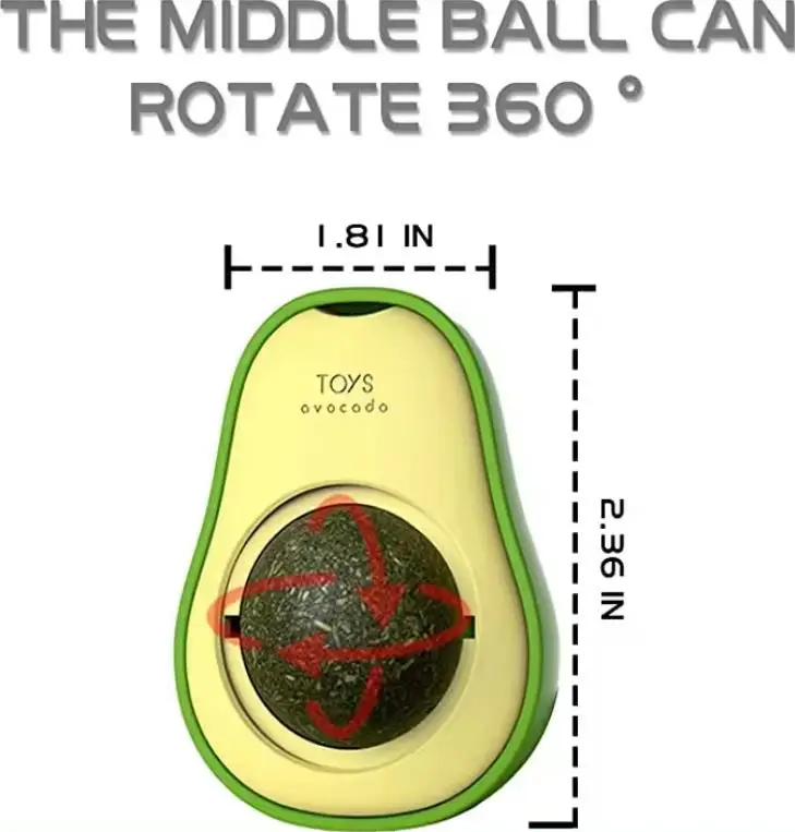 Snack Healthy Rotatable Treats Kitten Playing Toy Edible Cat Mint Licking Ball Avocado Catnip Wall Ball Cat Toys Catnip&Avocado