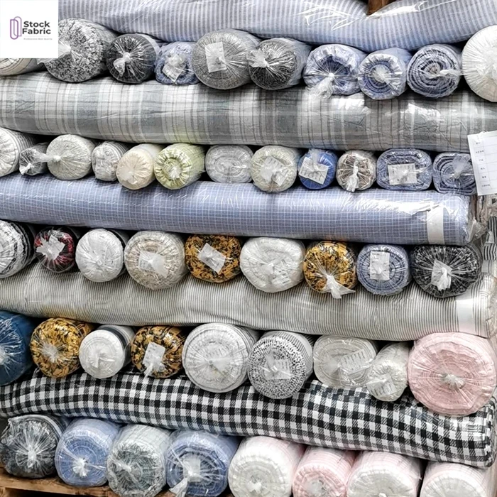 Shaoxing textile woven 100% cotton yarn dyed stripe check bale of mixed fabric stock lot by kg