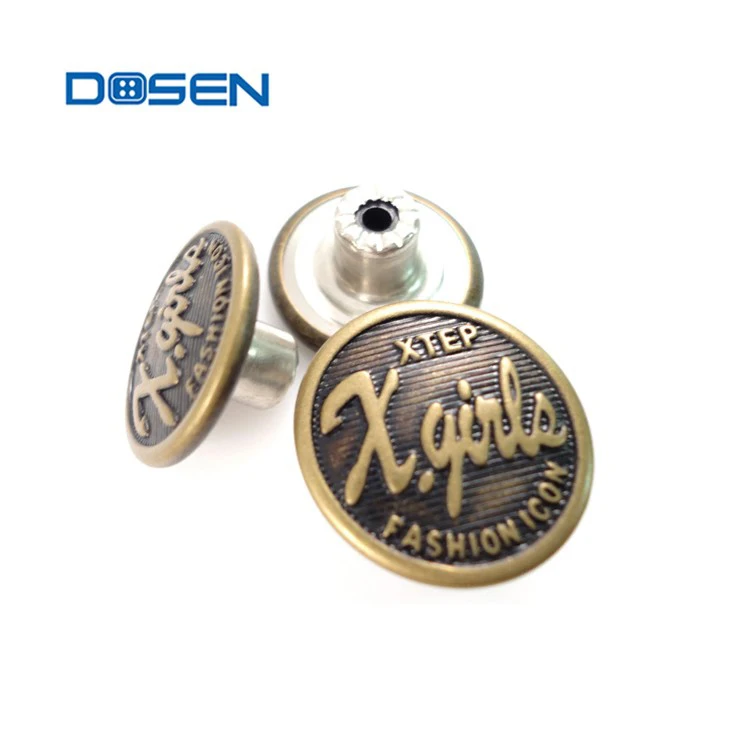 Customizable Personalized Jean Button Zinc Alloy Jeans Accessory for Men and Women