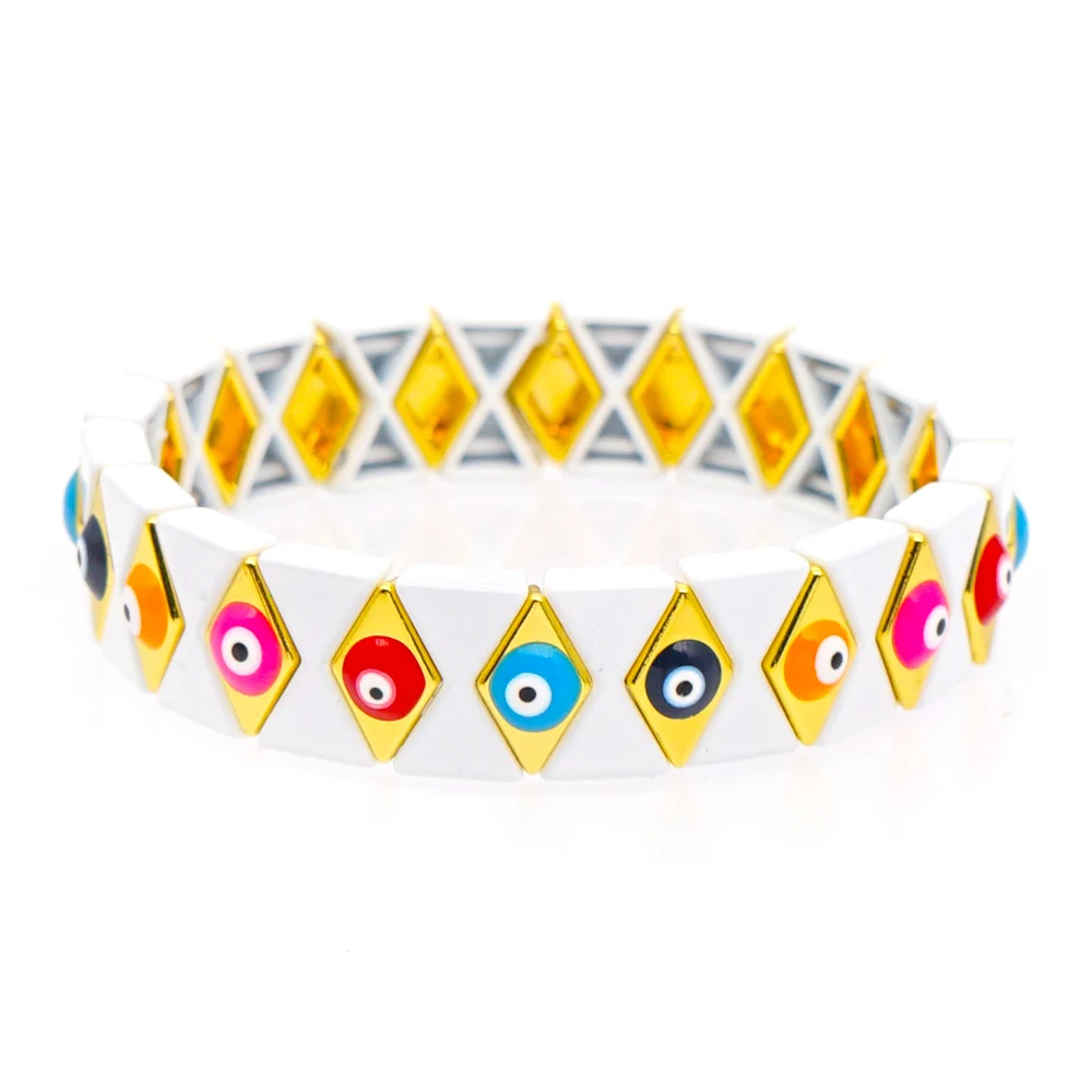 High End Alloy Enamel Tile Rainbow Bracelets Turkish Evil Eye Pulseras Mujer Moda 2020 Summer Beach Fashion Jewelry