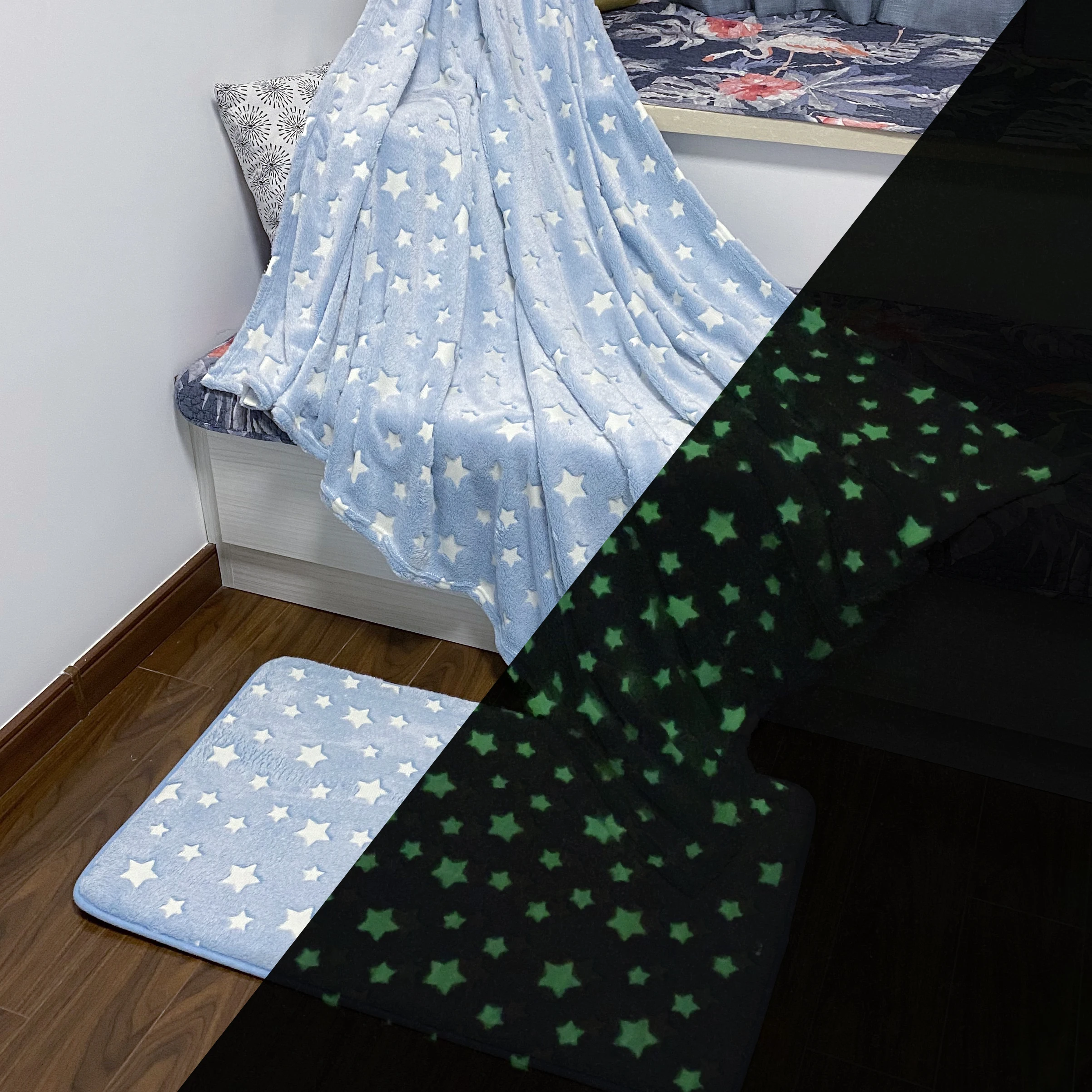 Absorbent Mattress Is Safe Environmentally Friendly Comfortable Durable Bath Mat Love Pattern Flannel Pink Glow in The Dark