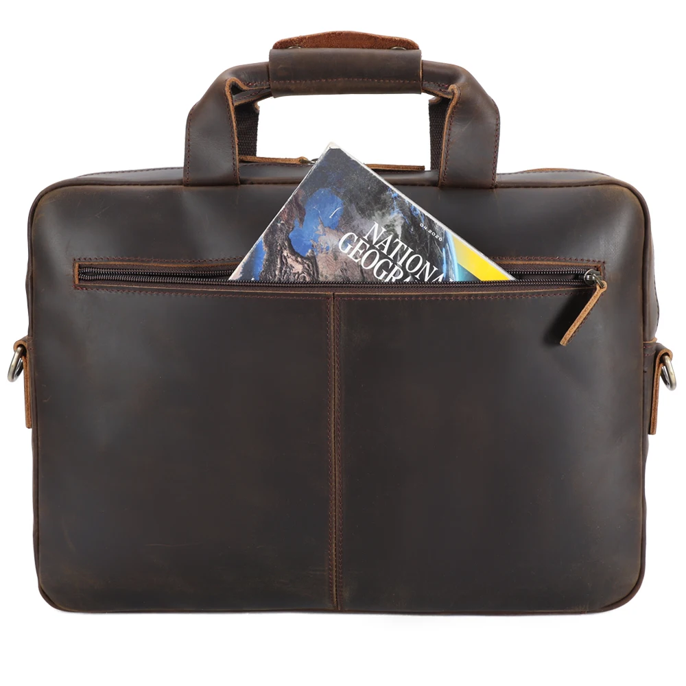 New Arrival Crazy Horse Leather Cowhide Briefcase Messenger Business Portfolio Bag Men Genuine Leather Laptop Briefcases for Men