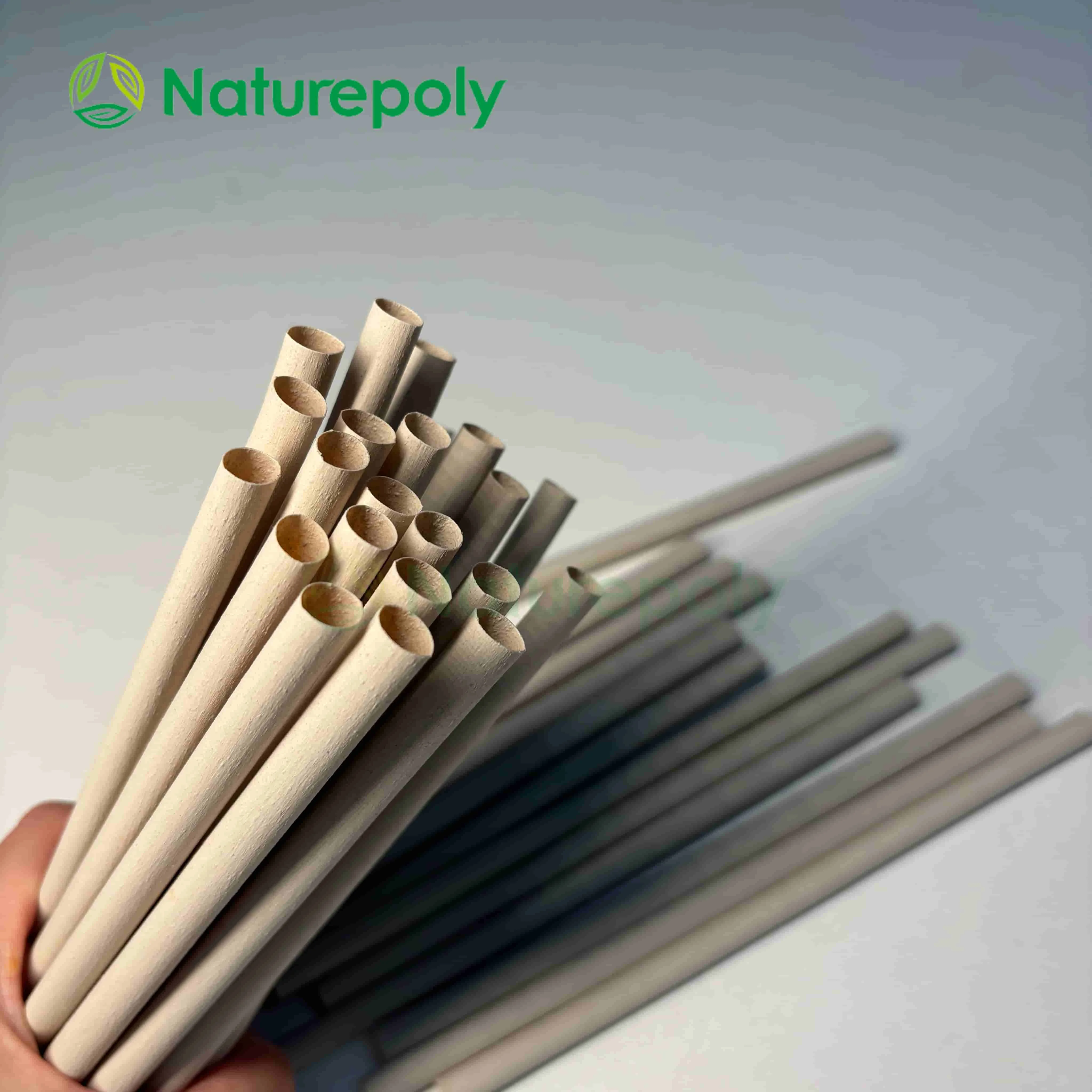 Naturepoly 6mm 8mm 12mm Wholesale Eco-friendly Compostable Juice Tea Cold Drink Nature Bamboo Fiber Drinking Straw Biodegradable