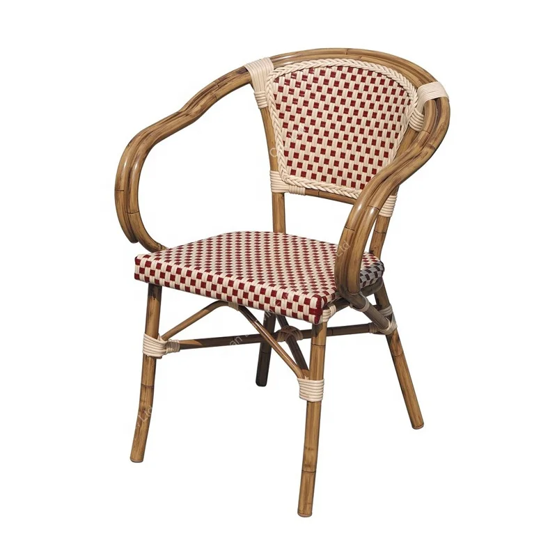 Popular bamboo loooking outdoor rattan garden chair in aluminum frame