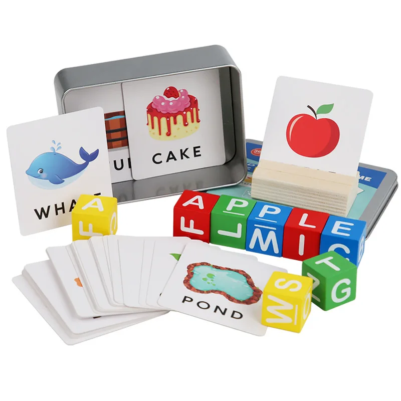 Early childhood education English card spelling game baby alphabet cognitive matching building blocks educational toys