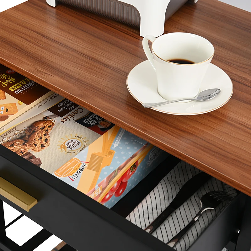 Multifunctional Kitchen Island Cart Organizer Rack Buffet Bar Cart Kitchen Storage Trolley with Drawer