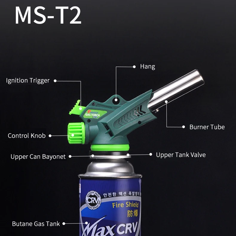  Outdoor portable camping welding butane gas blow torch lighter flame gun 360 degree swivels hand held Gas Torch MS-T2