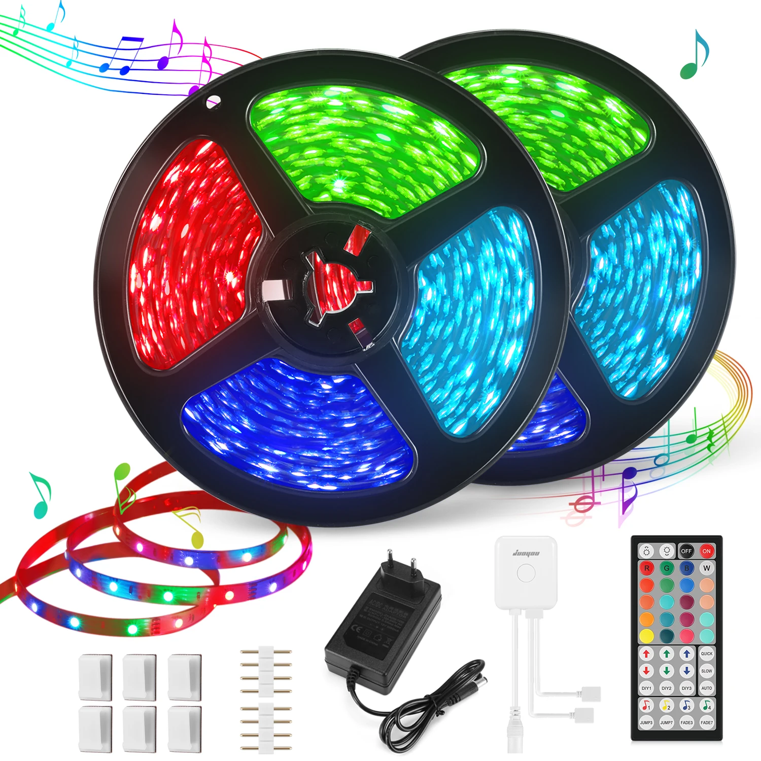 LED Strip Light Flexible RGB Color Changing LED Strip 5050 Flexible LED Tape Light with 44-Key RF Remote LED Flexible Strip