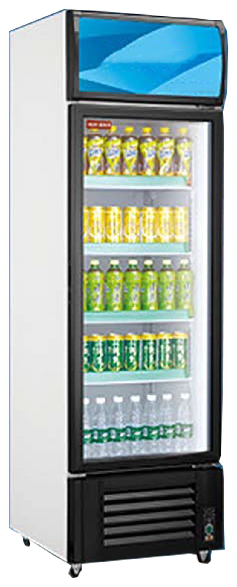 Single Glass Door Commercial High Volume Beverage Display Fridge Vertical Refrigeration Equipment 420L Direct-cooling No Frost