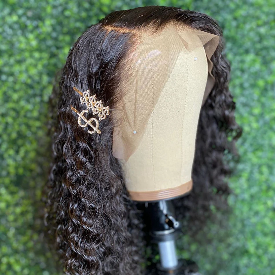 YESWIGS Raw Indian Virgin Human Hair Lace Frontal Wig for Black Women HD Full Lace Front Wig Deep Wave Curly Bob Closure Wig