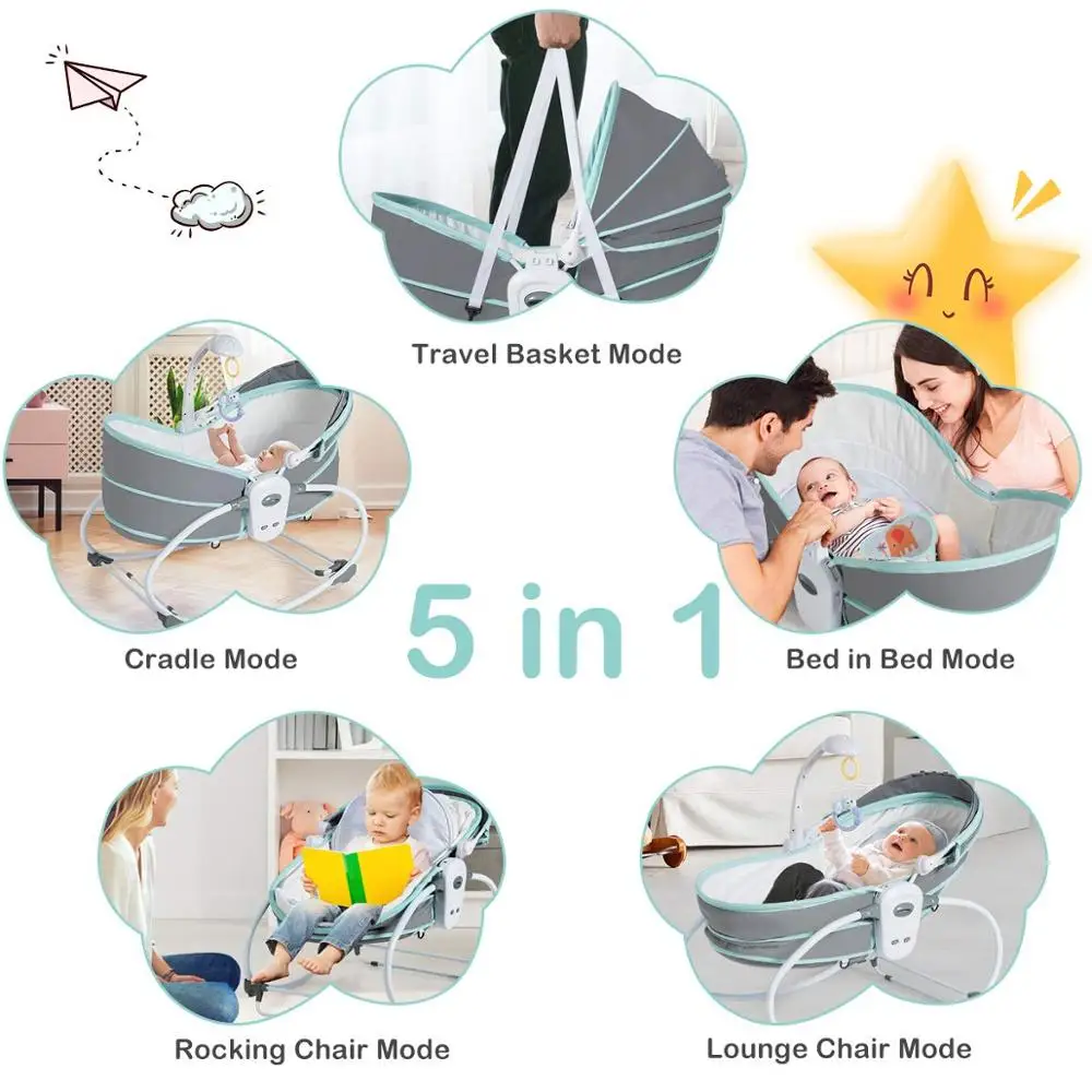 New born portable travel electric baby sleeping swing cradle bed for baby 0-3 years