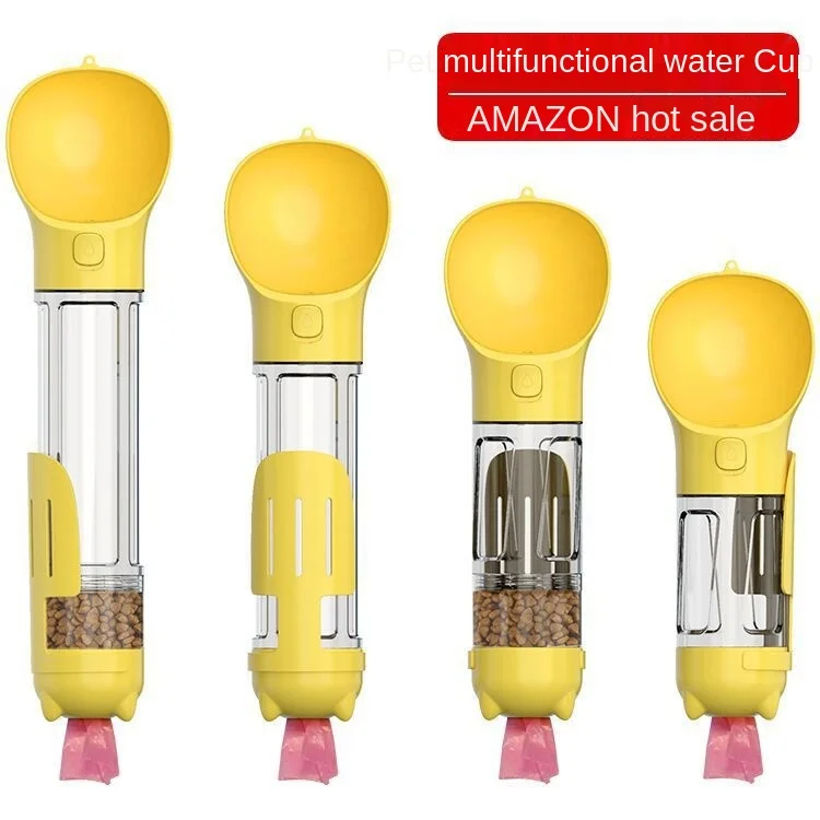Wholesale portable multifunctional dog water bottle with garbage bag pet cat and food