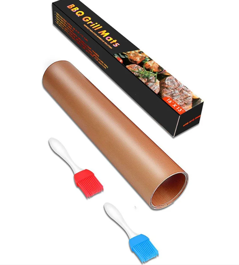  BBQ Accessories sets ptfe non-stick heat resistant reusable heavy duty 0.2mm thckness 40*33cm bbq grill mat
