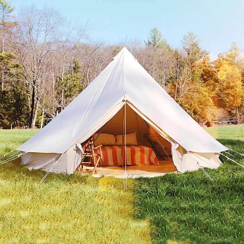 Hot Sales Customized Luxury White Cotton Bell Tent Outdoor Vintage Mongolian Yurt Waterproof Canvas Wholesale Canvas Tent