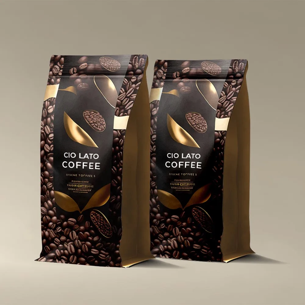 Biodegradable Coffee Bags With Valve And Zipper Custom Paper Coffee Packaging Bags Flat Bottom Coffee Bean Bag 150g 250g