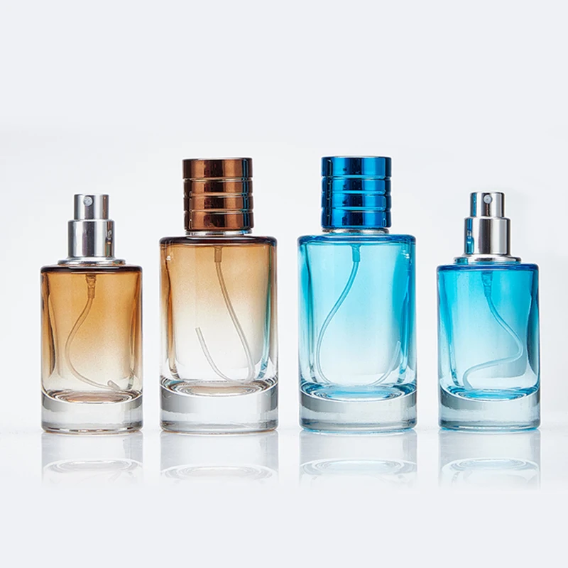 30ml 50ml 100ml round iridescent navy blue mens perfume glass bottle home decor