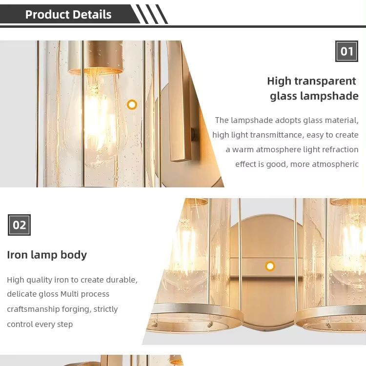 Modern Luxury Home Decor Wall Sconce High Grade Pearl Silver Iron Glass Wall Lamps For Bedside Bedroom Bathroom